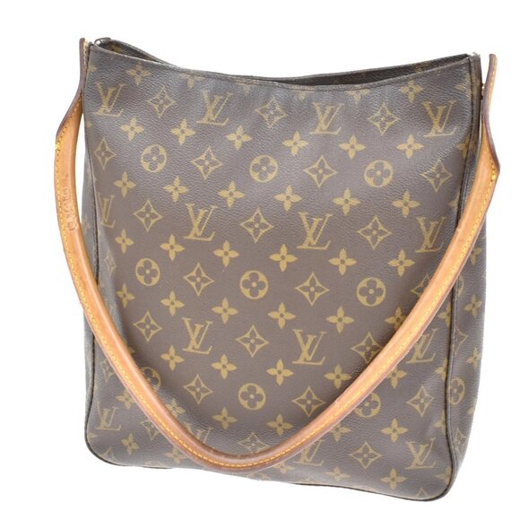 LOUIS VUITTON Logo Looping GM Shoulder Bag Monogram Leather Brown M51145 34KB180 - Picture 1 of 16